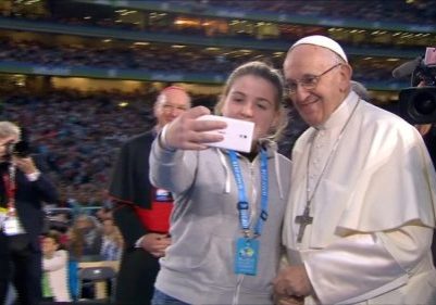 Pope Francis taking selfie Pic Credit Irish Catholic Bishops' Conference
